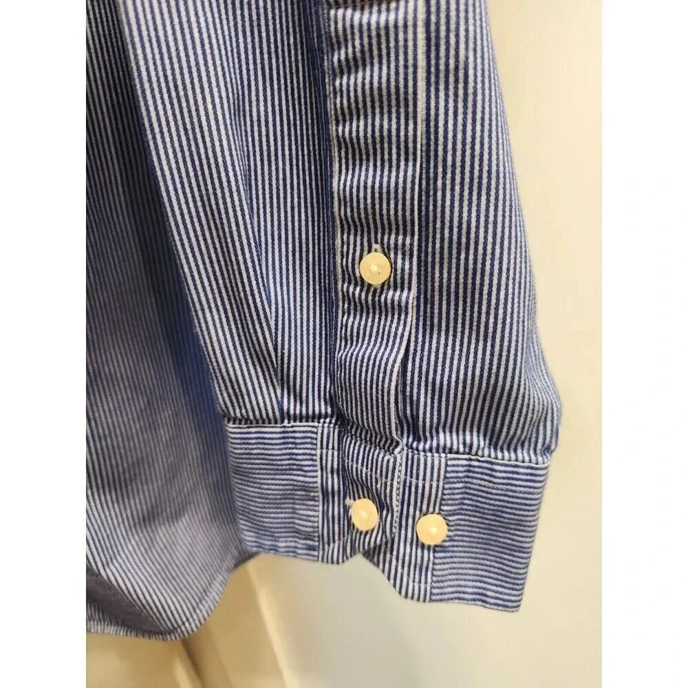 Ben Sherman Men's Blue Striped Button Down Long Sleeve Shirt Sz XL 17.5 - Picture 6 of 7